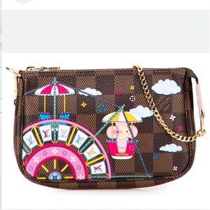 🌸Louis Vuitton Mini pochette ebene vivienne flower limited edition